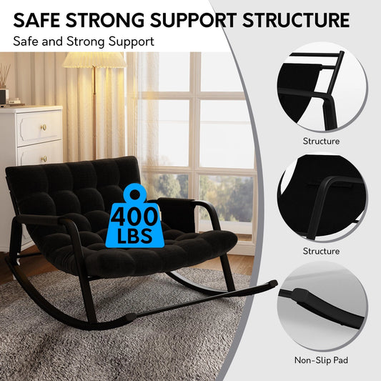Large Grand Oversize Rocking Recliner Chair for Patio and Home Lounge Spaces