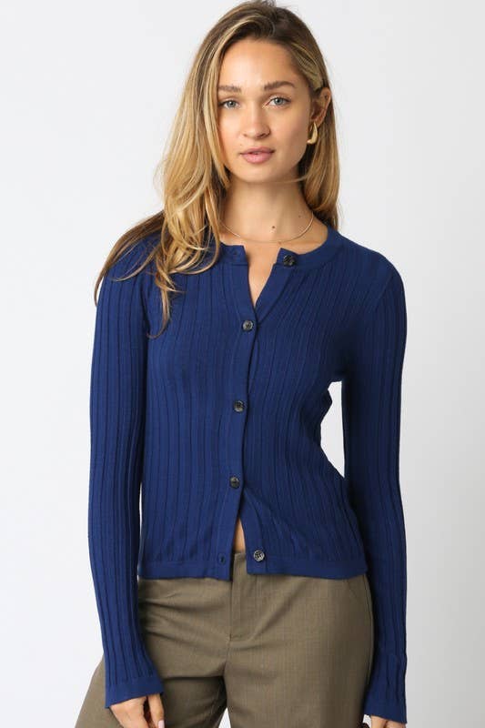 Haley Knit Button Top: Ecru