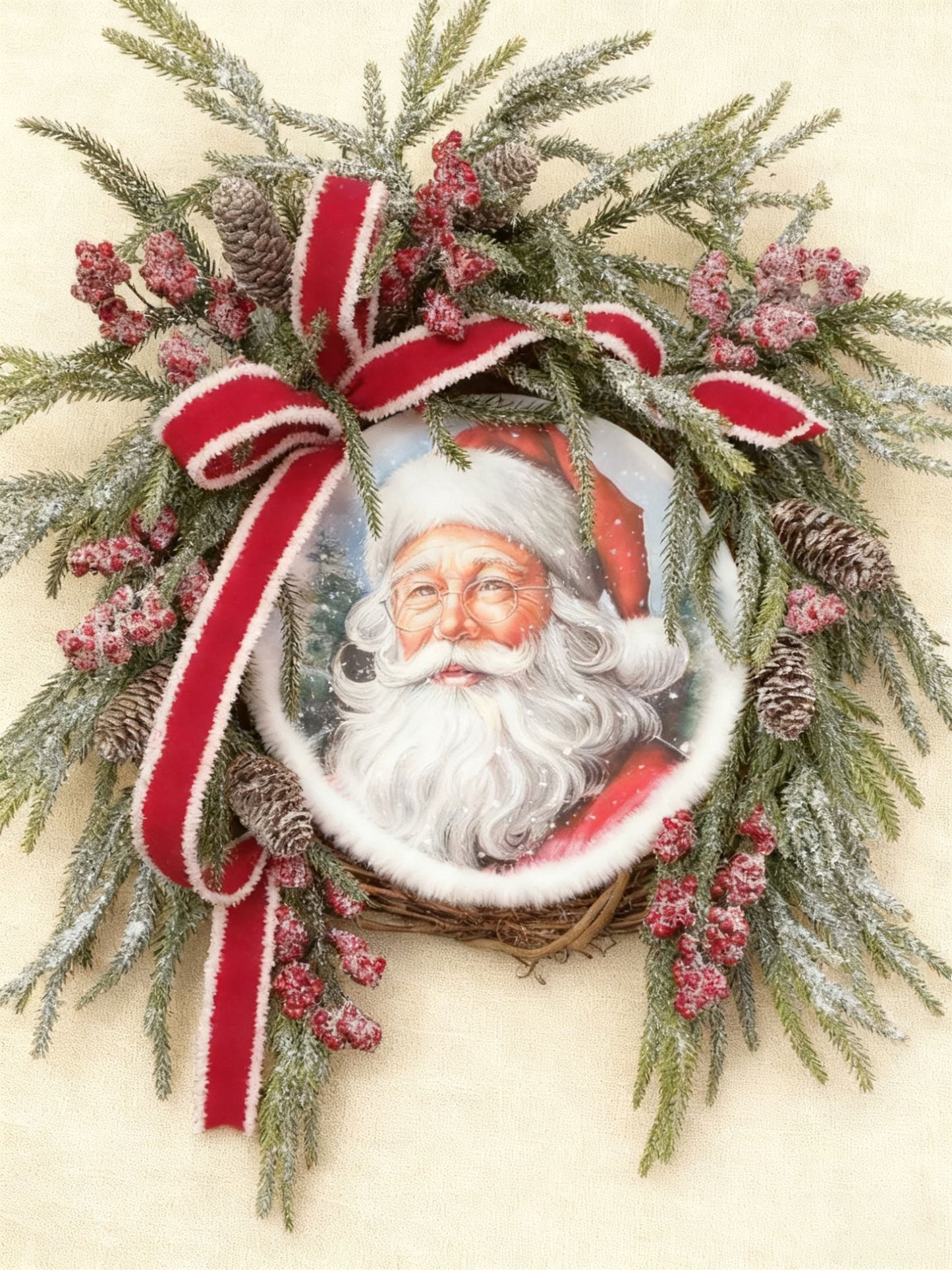 Handmade Christmas Wreath Hanger - Multicolor Door Decoration, Perfect for Seasonal Festivities