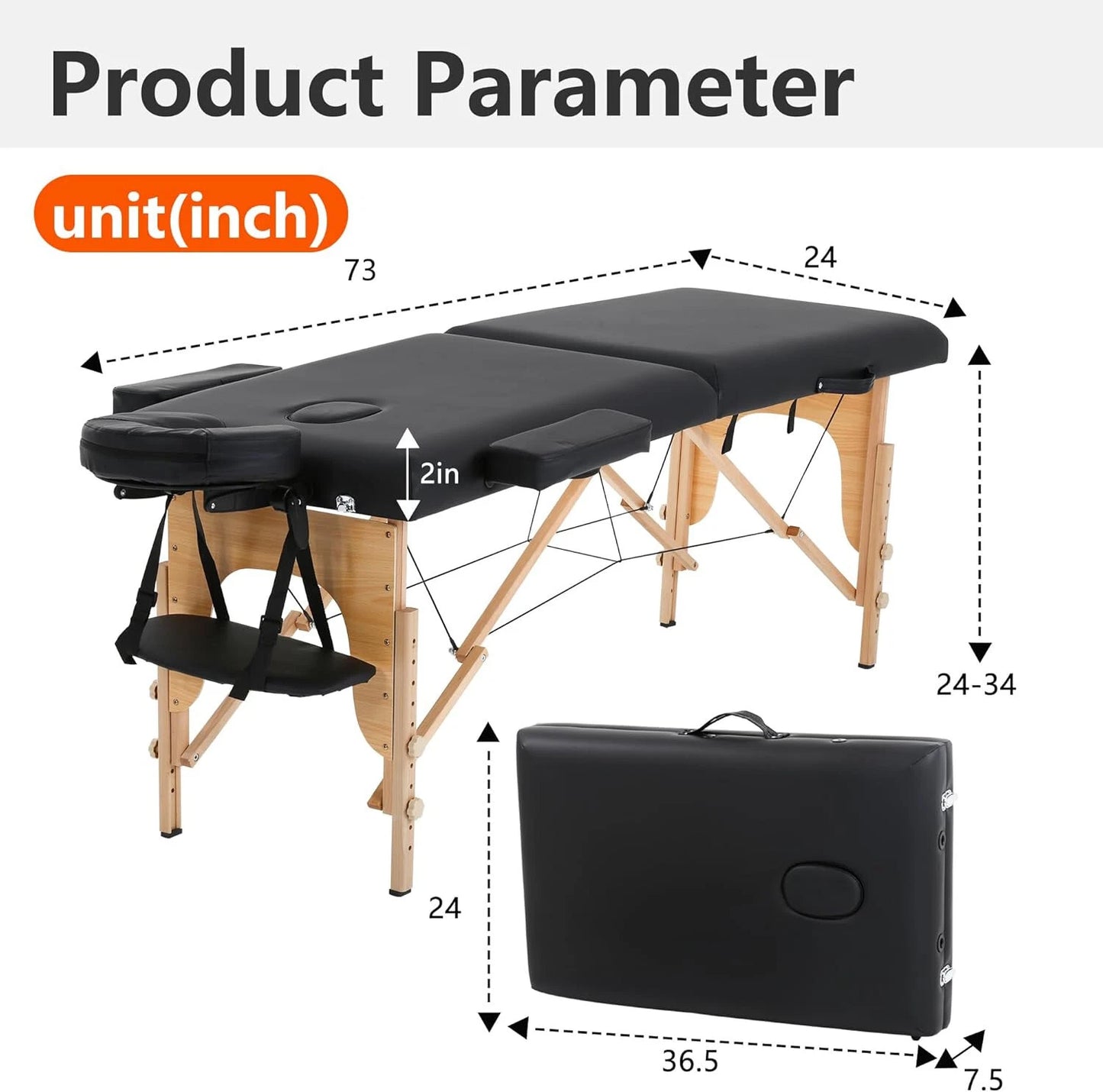 πβ¨ 2025 New Year Special Offer! β¨π₯ - BestMassage 73" Folding Massage Table with Carry Case β XTS-MT296, Black