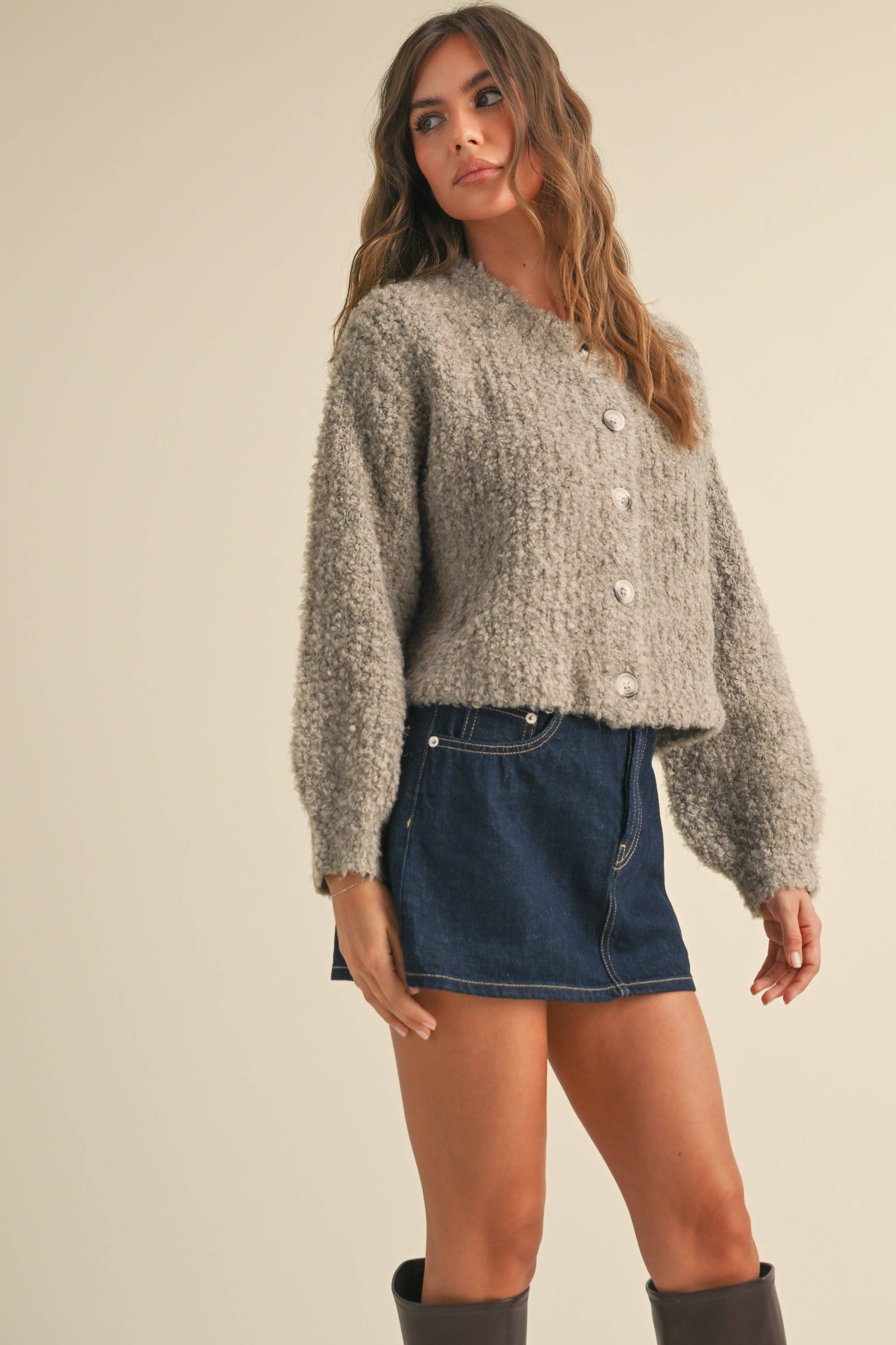 Fuzzy Black Cardigan Sweater