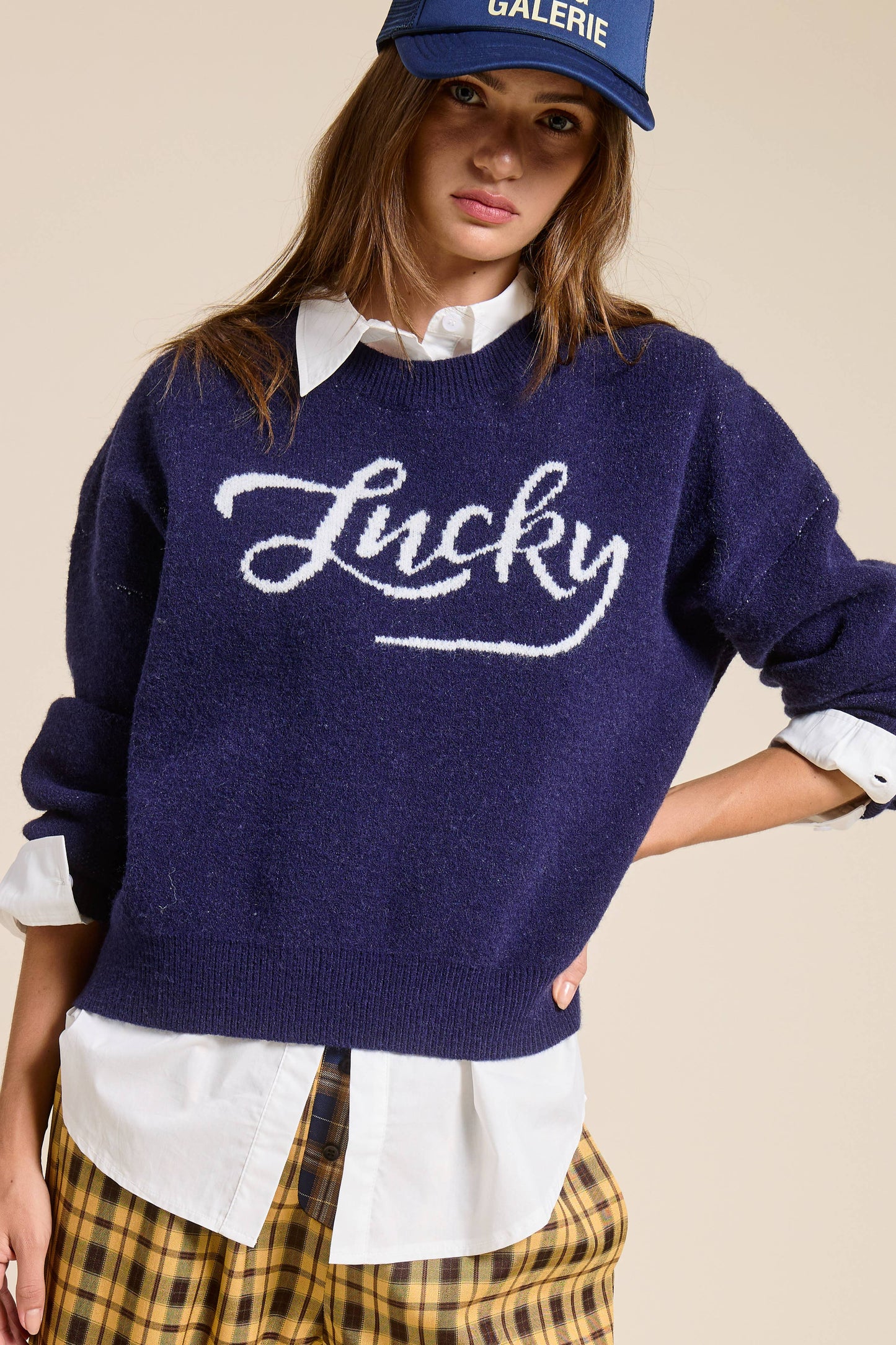 Lucky Graphic Crewneck Knit Sweater