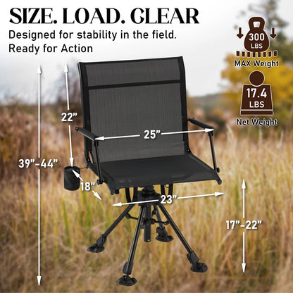 Danrelax Heated Camo Swivel Hunting Chair with Gun Rest & Detachable Cover – 330lb Weight Capacity