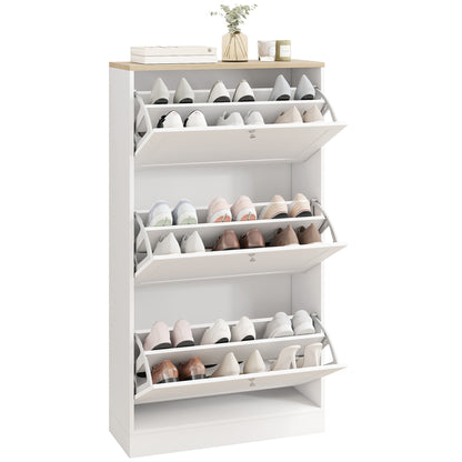 Modern Shoe Cabinet with 3 Flip Drawers for 12-18 Pairs of Shoes