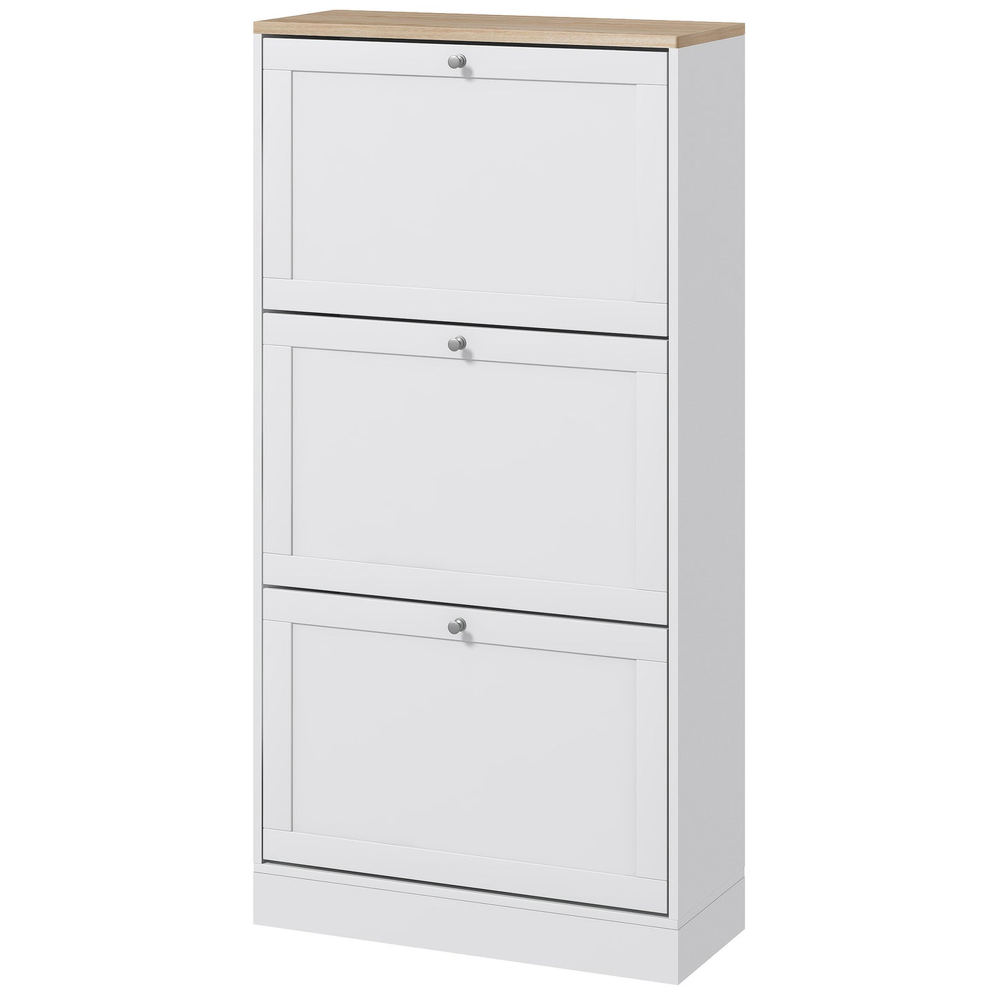 Modern Shoe Cabinet with 3 Flip Drawers for 12-18 Pairs of Shoes