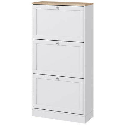 Modern Shoe Cabinet with 3 Flip Drawers for 12-18 Pairs of Shoes