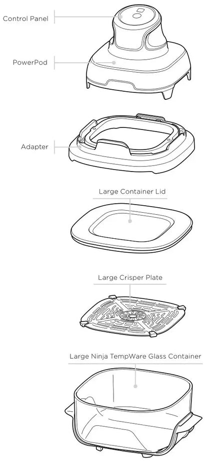 Ninja FN090 Crispi 3in1 Portable Cooking System Air Fryer 4QT TempWare Container