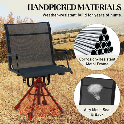 Danrelax Heated Camo Swivel Hunting Chair with Gun Rest & Detachable Cover – 330lb Weight Capacity