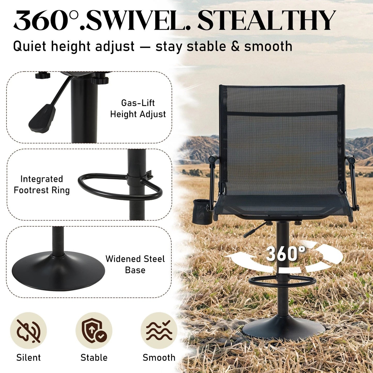 Danrelax Heated Camo Swivel Hunting Chair with Gun Rest & Detachable Cover – 330lb Weight Capacity