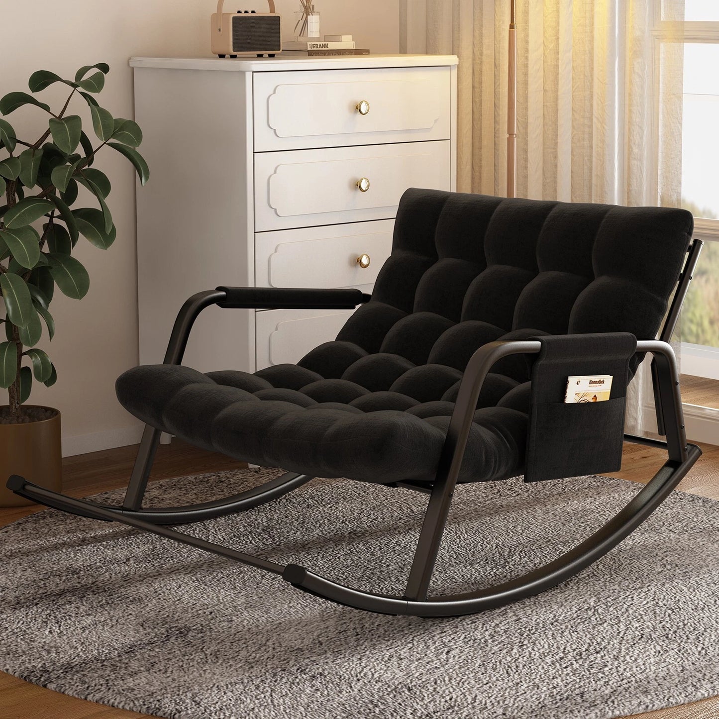 Large Grand Oversize Rocking Recliner Chair for Patio and Home Lounge Spaces