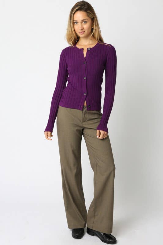 Haley Knit Button Top: Ecru