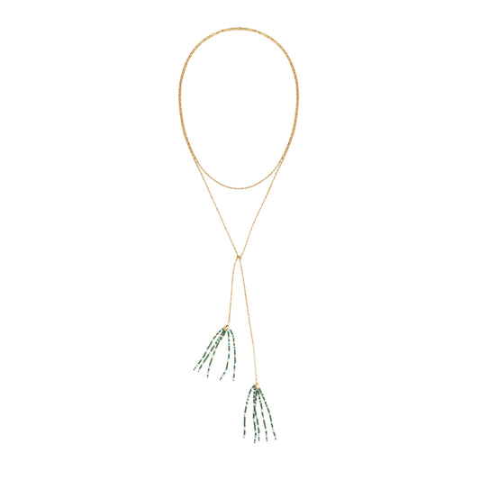 Grounded Hope Tassel Wrap Necklace - Gold