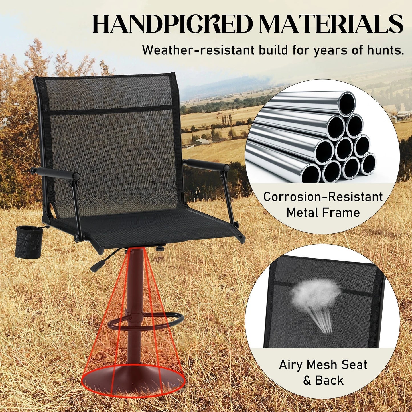 Danrelax Heated Camo Swivel Hunting Chair with Gun Rest & Detachable Cover – 330lb Weight Capacity