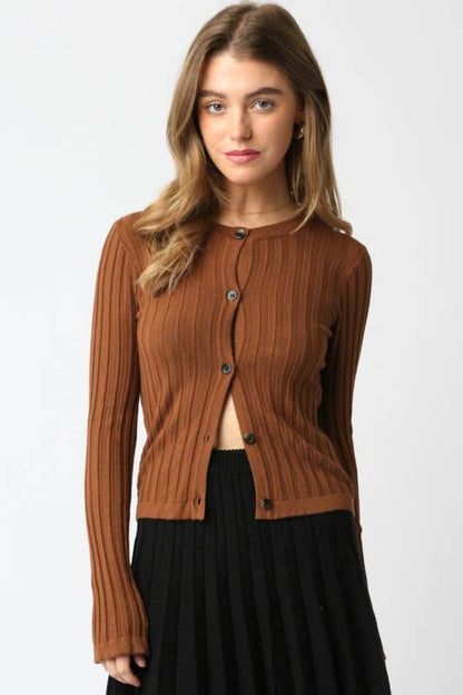 Haley Knit Button Top: Burgundy