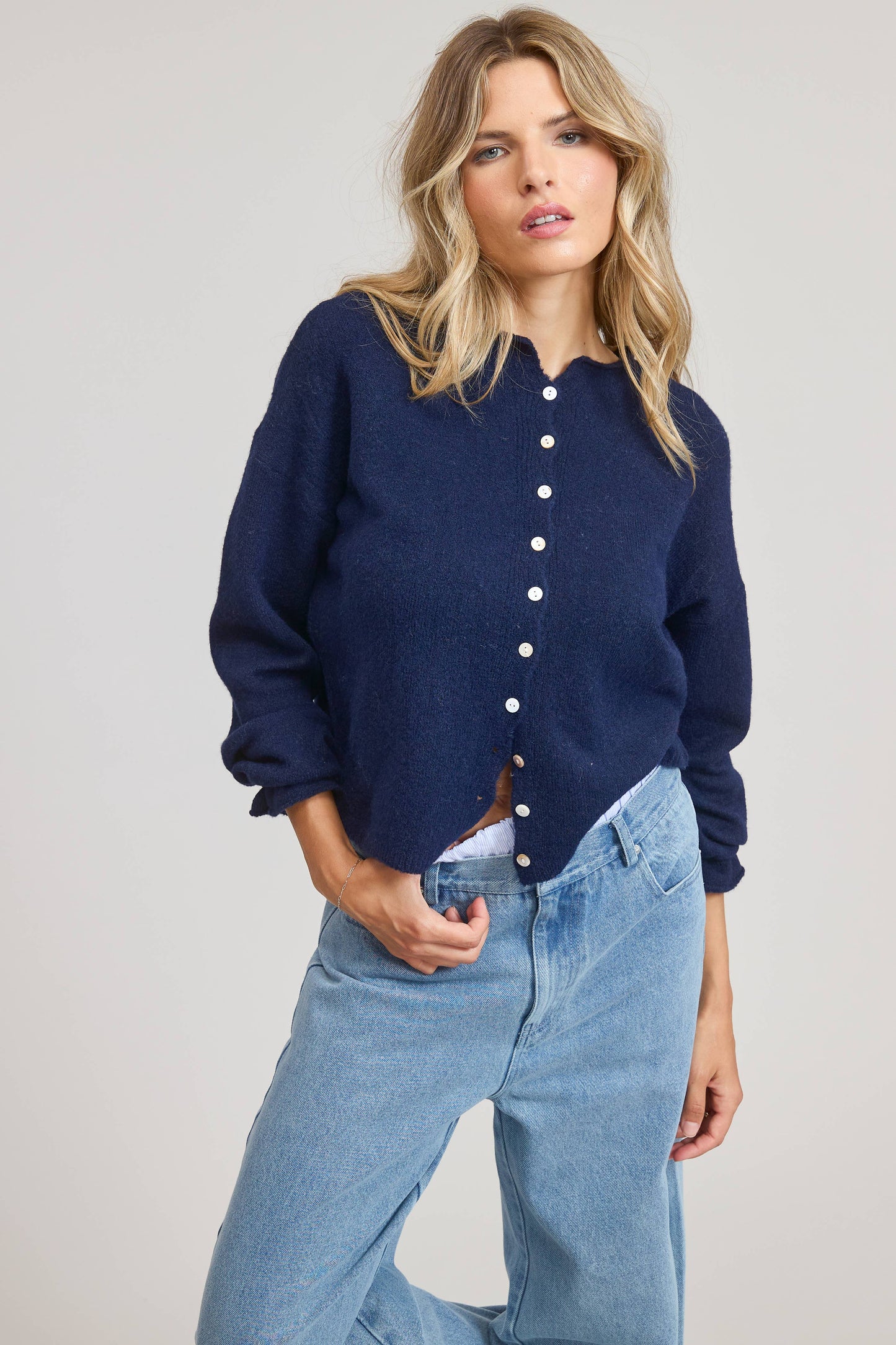Essential Button Down Cardigan Top: