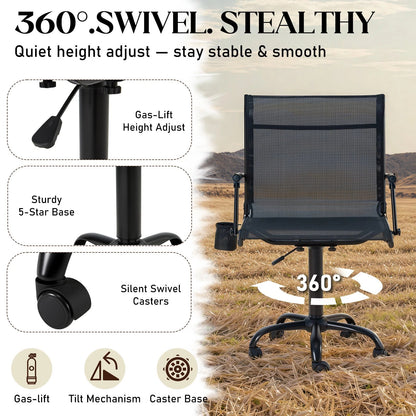 Danrelax Heated Camo Swivel Hunting Chair with Gun Rest & Detachable Cover – 330lb Weight Capacity