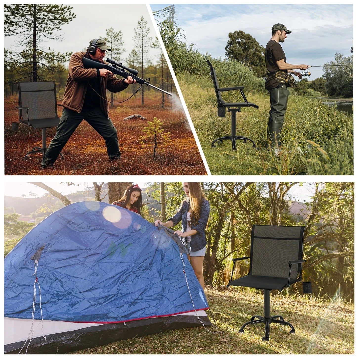 Danrelax Heated Camo Swivel Hunting Chair with Gun Rest & Detachable Cover – 330lb Weight Capacity