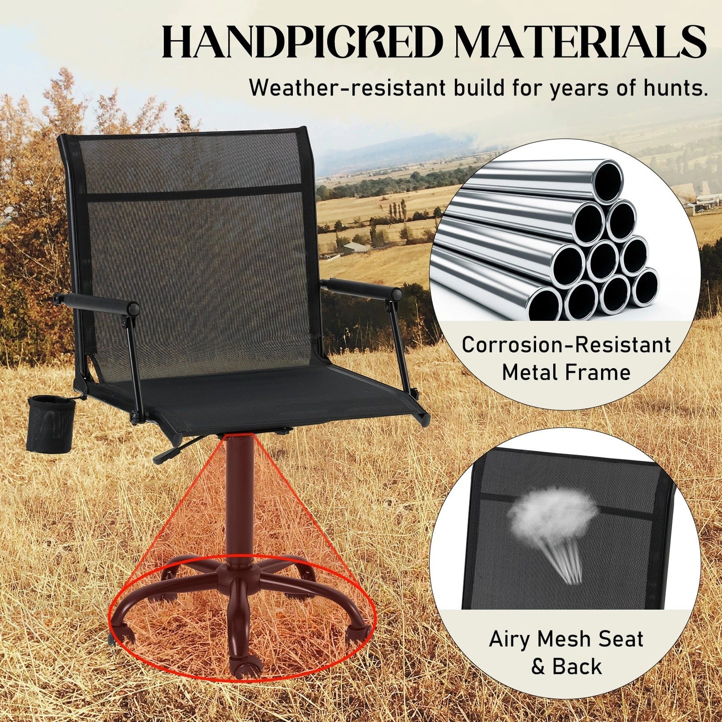 Danrelax Heated Camo Swivel Hunting Chair with Gun Rest & Detachable Cover – 330lb Weight Capacity