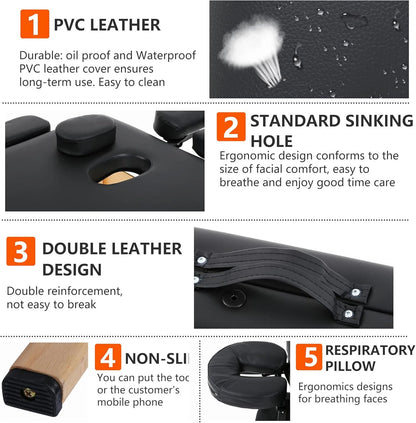 🎉✨ 2025 New Year Special Offer! ✨🔥 - BestMassage 73" Folding Massage Table with Carry Case – XTS-MT296, Black