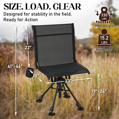 Danrelax Heated Camo Swivel Hunting Chair with Gun Rest & Detachable Cover – 330lb Weight Capacity