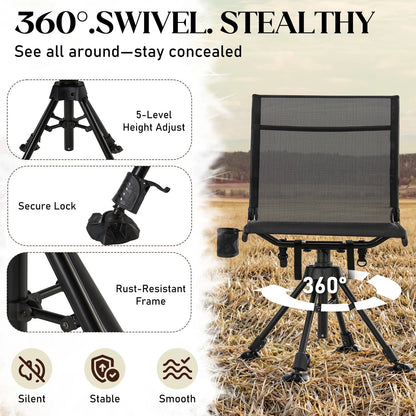 Danrelax Heated Camo Swivel Hunting Chair with Gun Rest & Detachable Cover – 330lb Weight Capacity