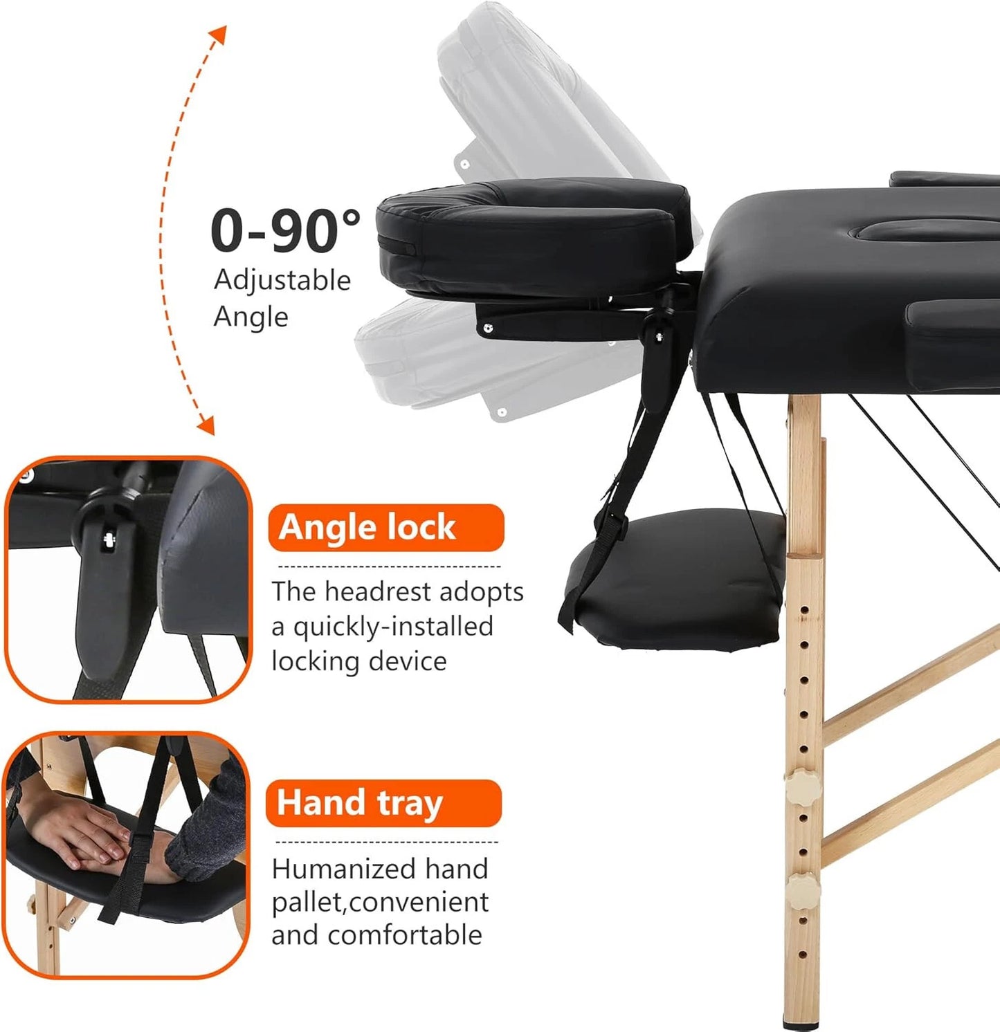 🎉✨ 2025 New Year Special Offer! ✨🔥 - BestMassage 73" Folding Massage Table with Carry Case – XTS-MT296, Black