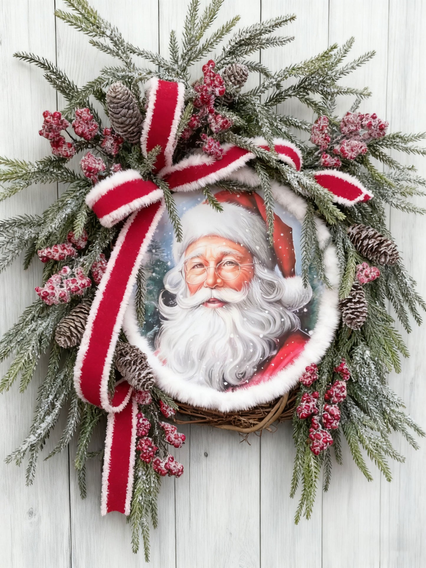 Handmade Christmas Wreath Hanger - Multicolor Door Decoration, Perfect for Seasonal Festivities