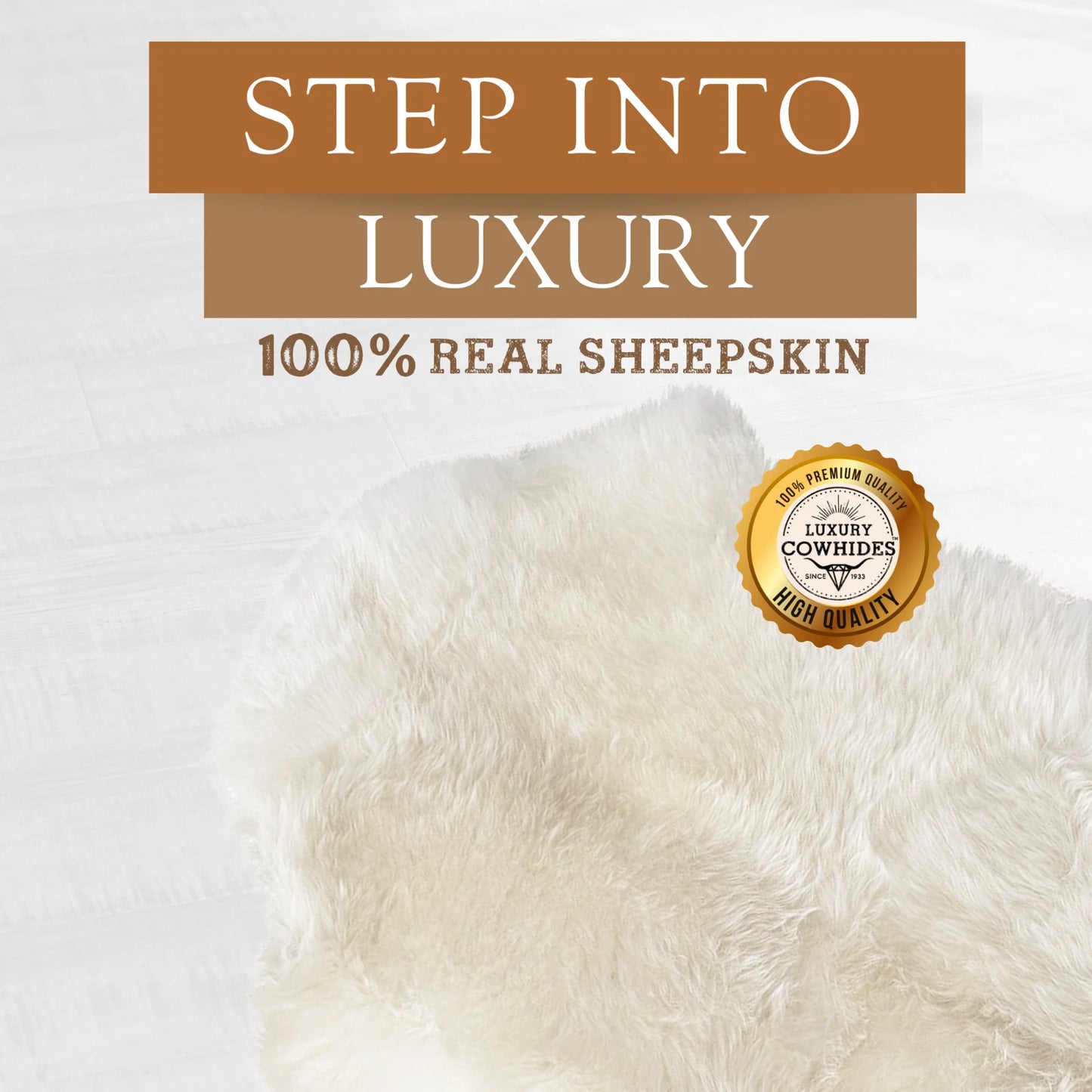 Real Sheepskin Rug Natural White - Size 2 x 3' Lambswool