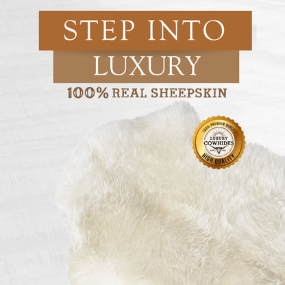 Real Sheepskin Rug Natural White - Size 2 x 3' Lambswool