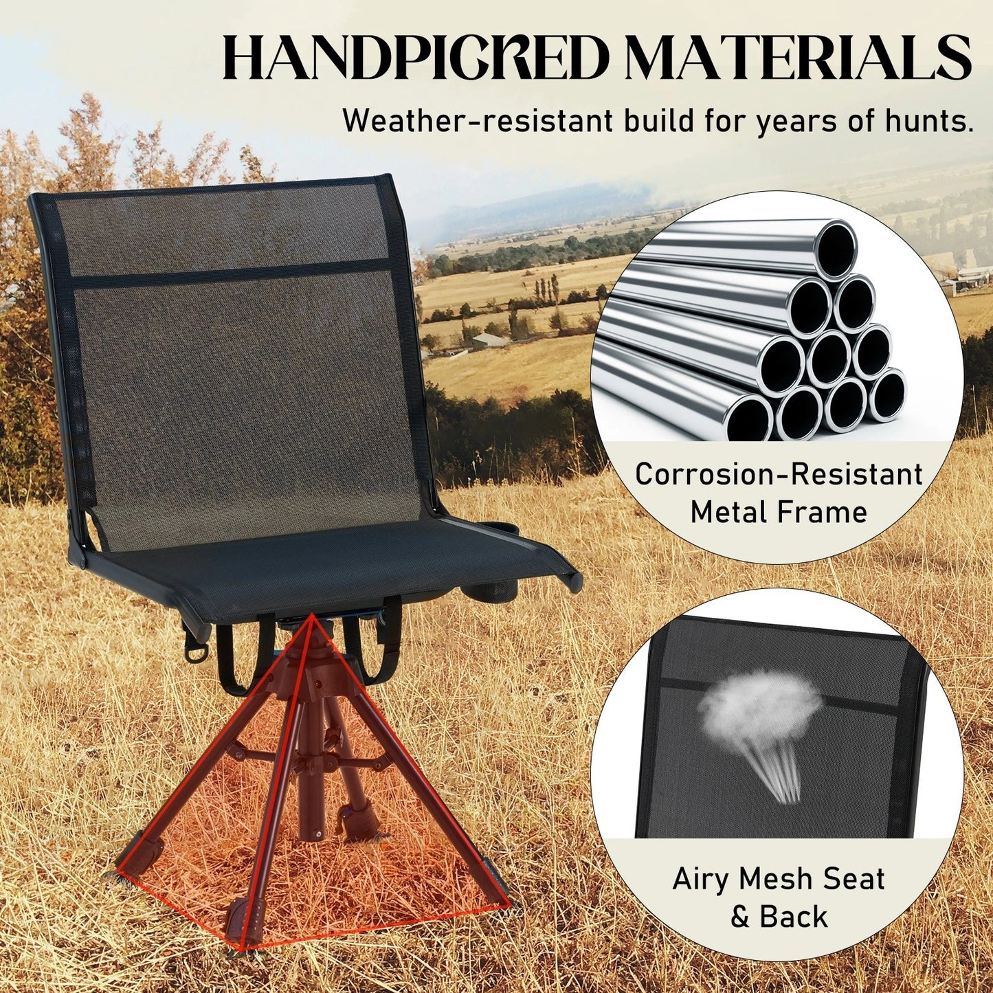 Danrelax Heated Camo Swivel Hunting Chair with Gun Rest & Detachable Cover – 330lb Weight Capacity