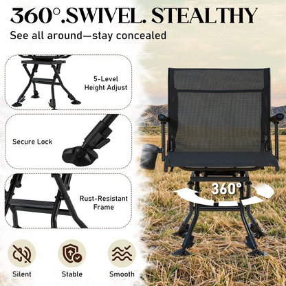 Danrelax Heated Camo Swivel Hunting Chair with Gun Rest & Detachable Cover – 330lb Weight Capacity