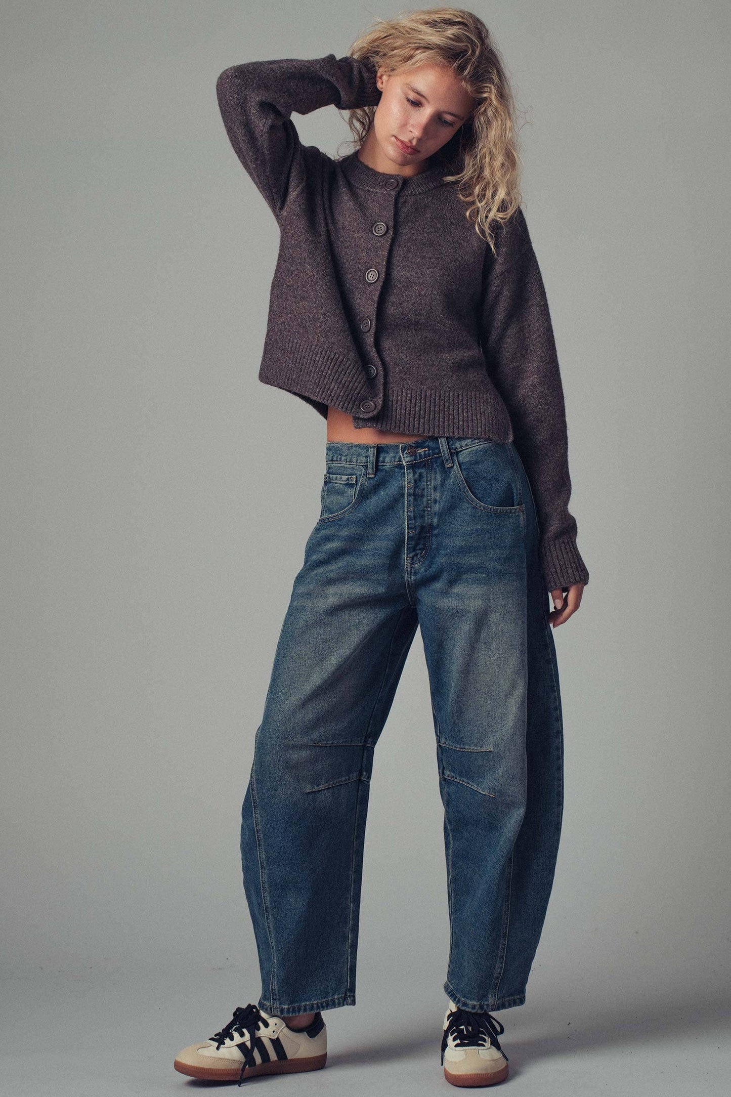 Cozy Button-Up Sweater Cardigan With Side Slits