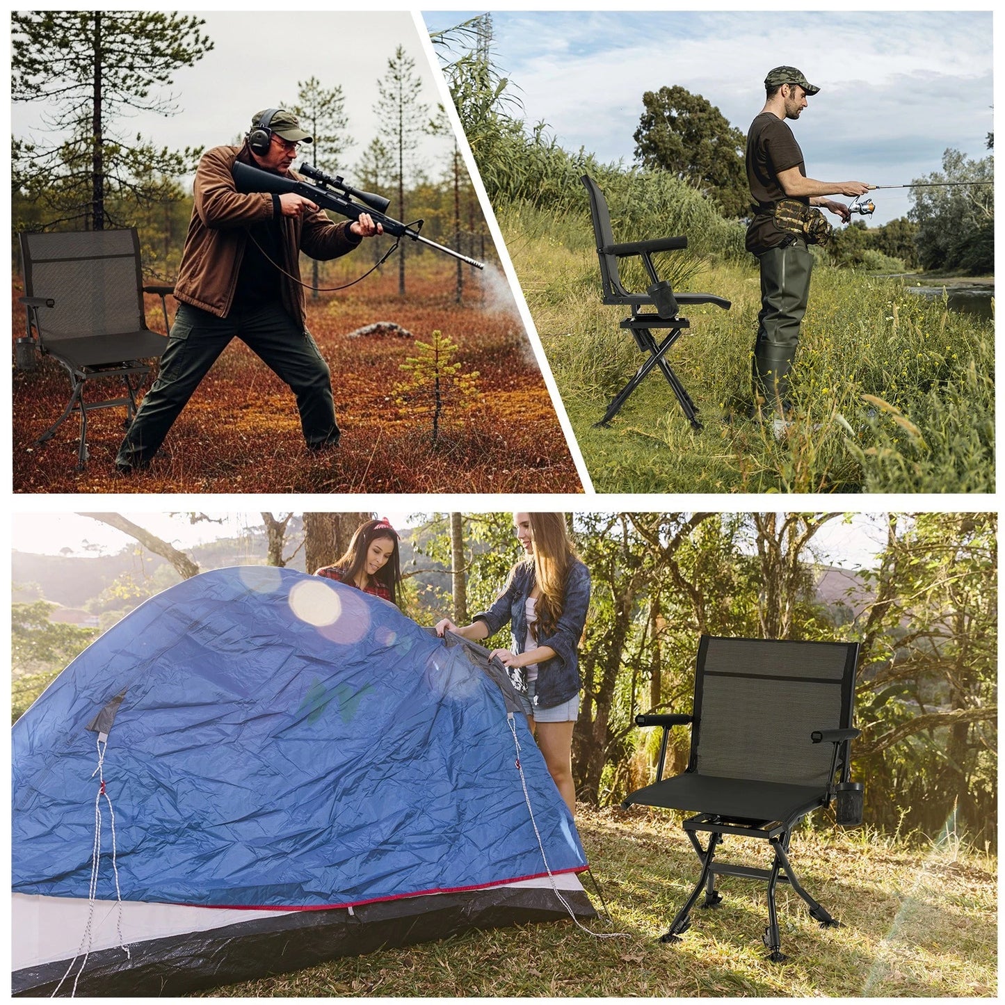 Danrelax Heated Camo Swivel Hunting Chair with Gun Rest & Detachable Cover – 330lb Weight Capacity