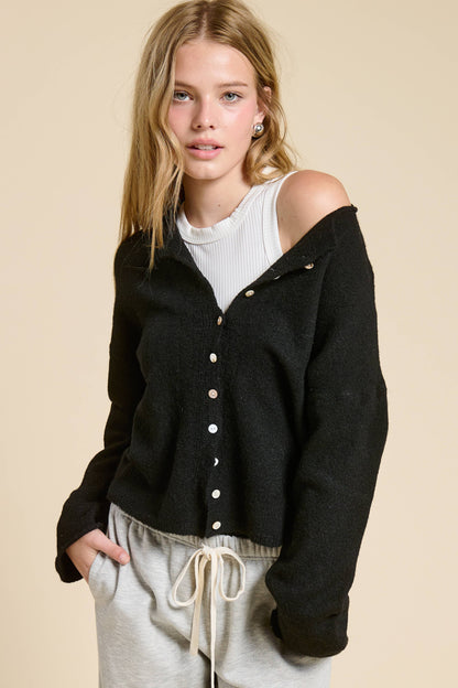 Essential Button Down Cardigan Top:
