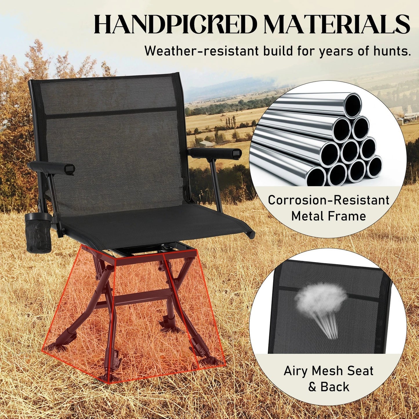 Danrelax Heated Camo Swivel Hunting Chair with Gun Rest & Detachable Cover – 330lb Weight Capacity