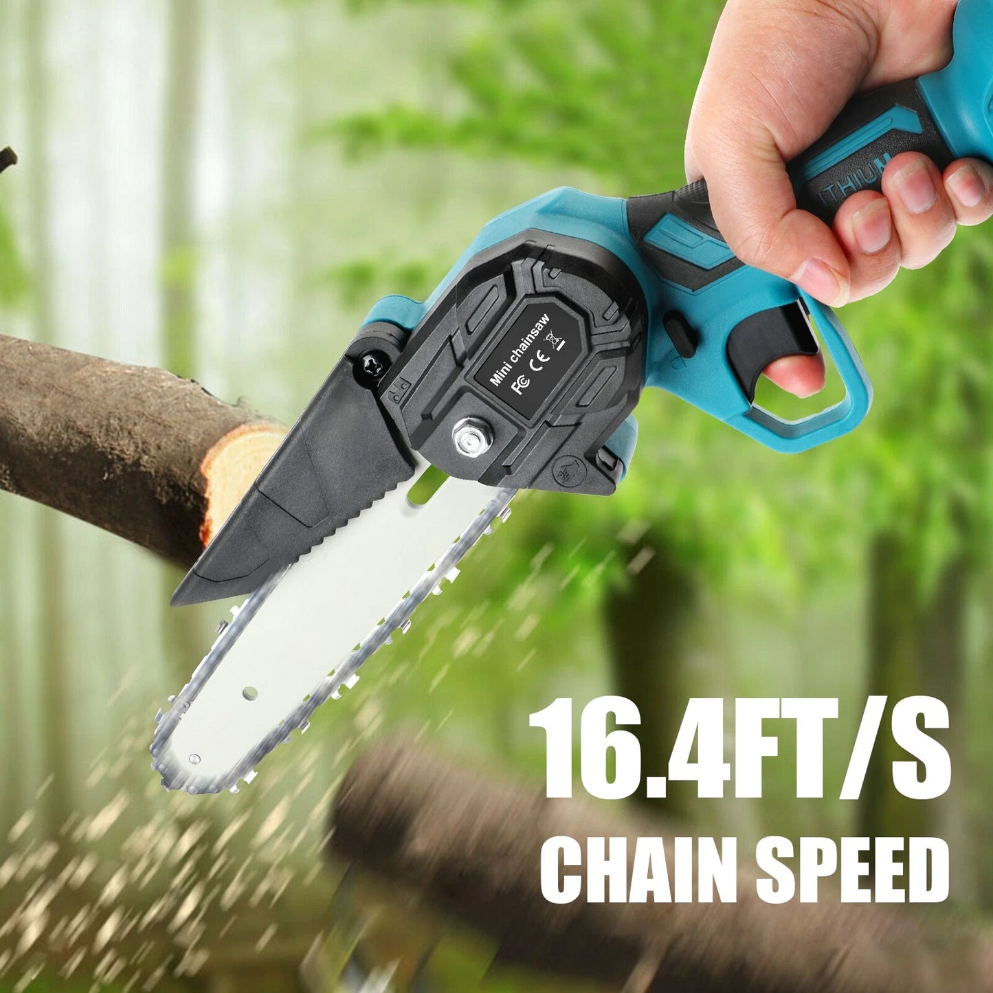 6inch Electric Mini Chainsaw Cordless Saw w/ 2 battery Handheld for Cutting