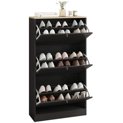 Modern Shoe Cabinet with 3 Flip Drawers for 12-18 Pairs of Shoes