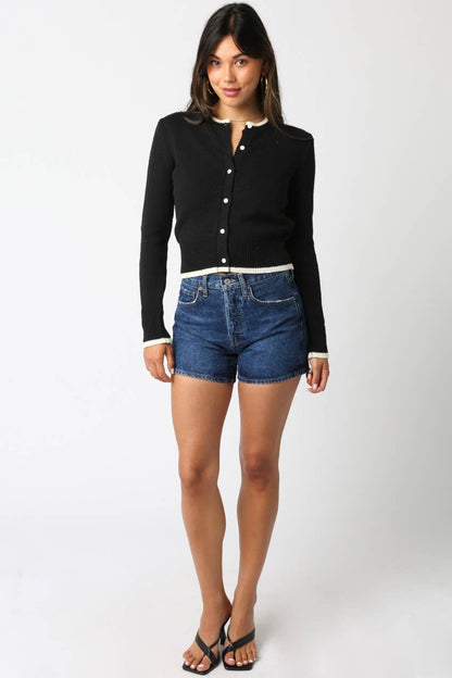 Tess Sweater: Black Cream