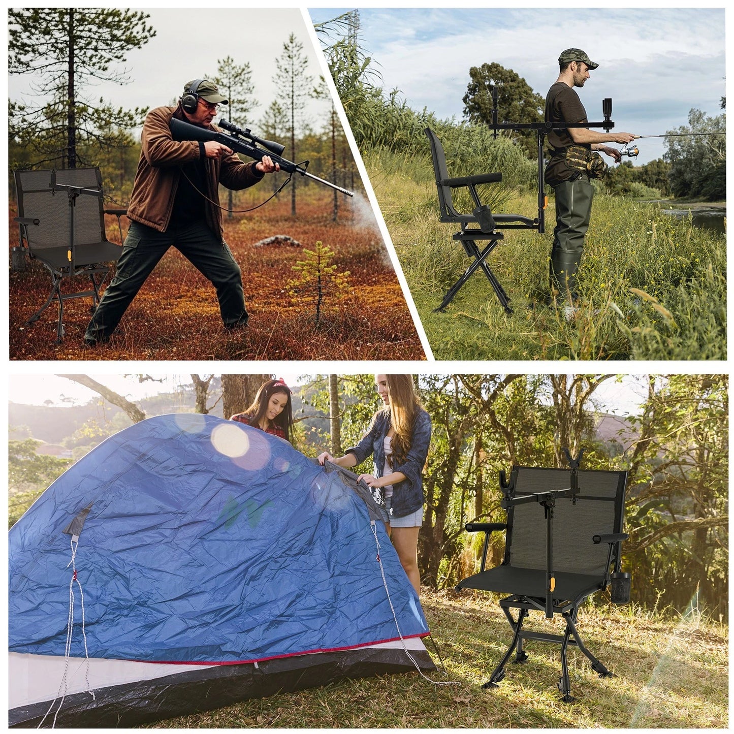 Danrelax Heated Camo Swivel Hunting Chair with Gun Rest & Detachable Cover – 330lb Weight Capacity