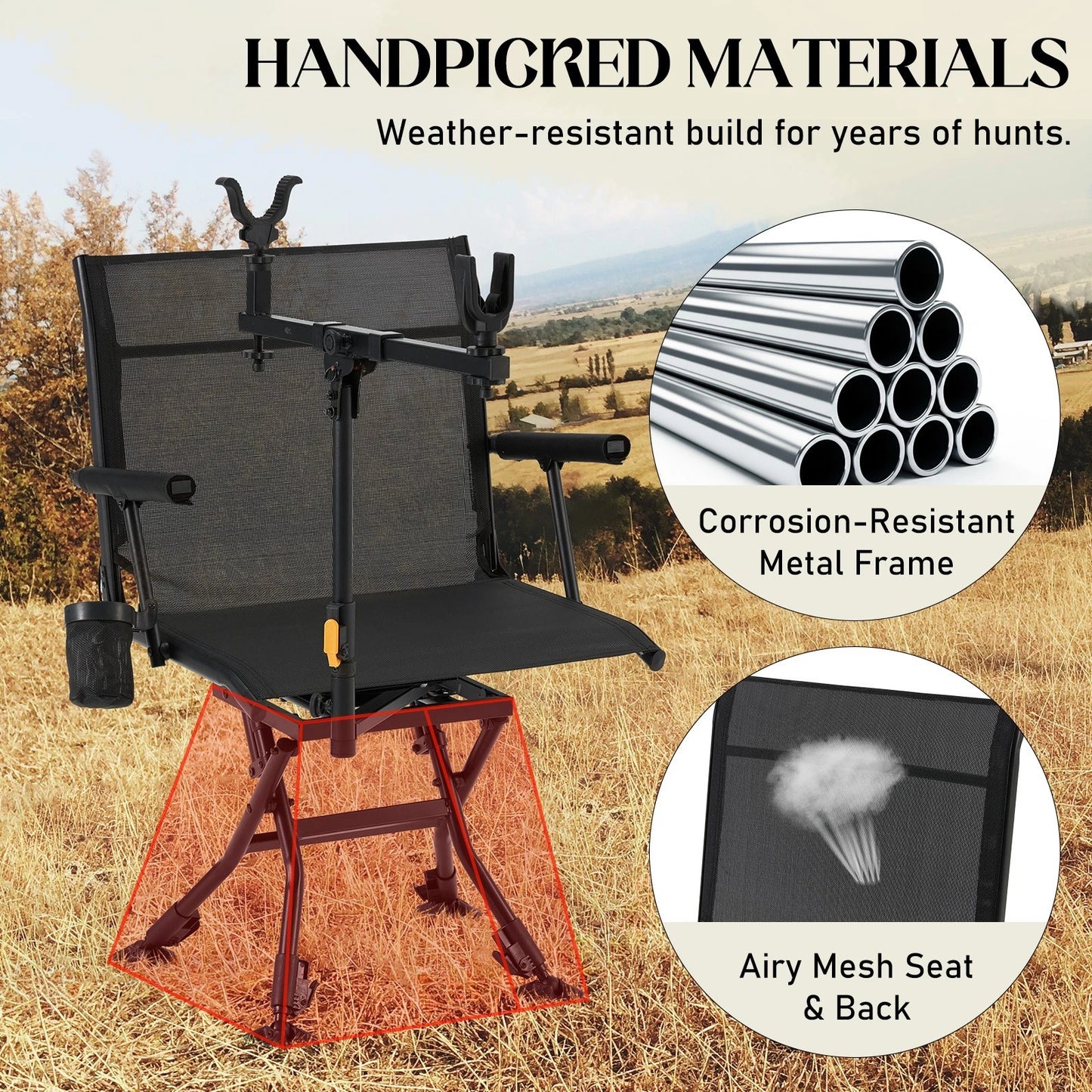 Danrelax Heated Camo Swivel Hunting Chair with Gun Rest & Detachable Cover – 330lb Weight Capacity