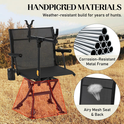 Danrelax Heated Camo Swivel Hunting Chair with Gun Rest & Detachable Cover – 330lb Weight Capacity