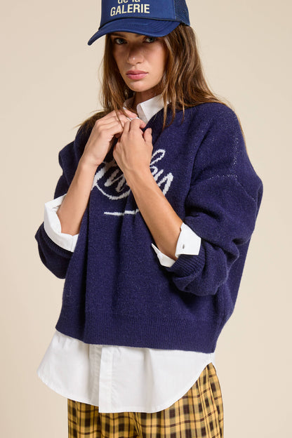 Lucky Graphic Crewneck Knit Sweater