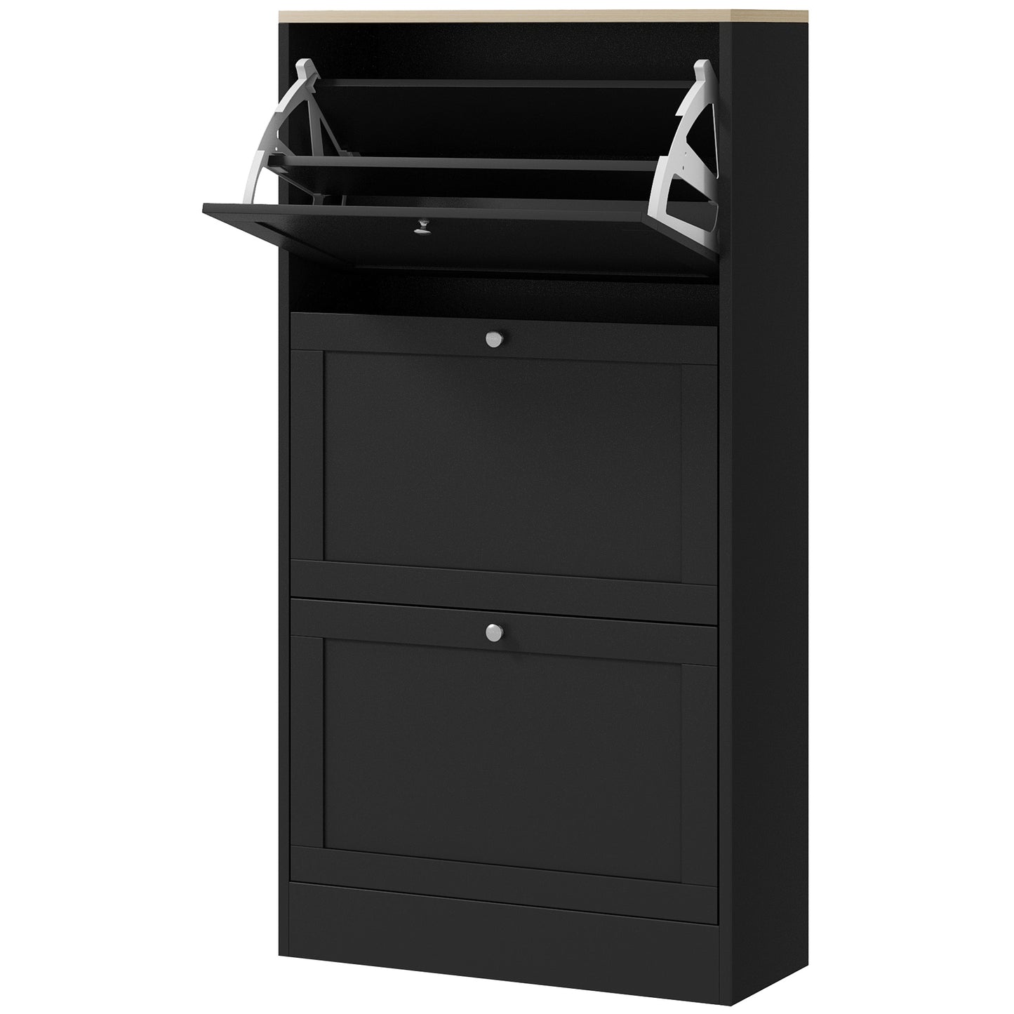 Modern Shoe Cabinet with 3 Flip Drawers for 12-18 Pairs of Shoes