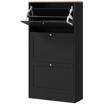 Modern Shoe Cabinet with 3 Flip Drawers for 12-18 Pairs of Shoes
