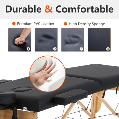 🎉✨ 2025 New Year Special Offer! ✨🔥 - BestMassage 73" Folding Massage Table with Carry Case – XTS-MT296, Black
