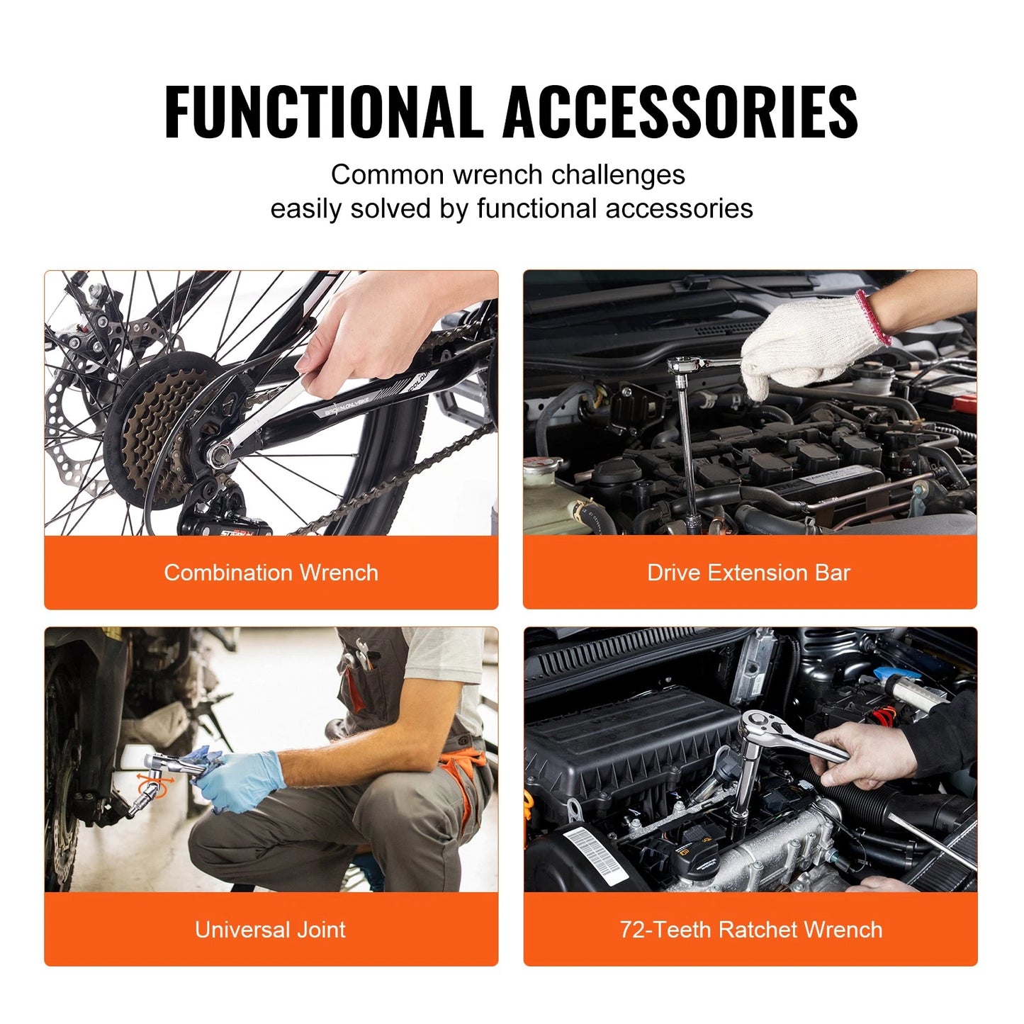 Mechanics Tool Set and Socket Set 1/4in 3/8in 1/2 in Drive Sockets 450Pcs