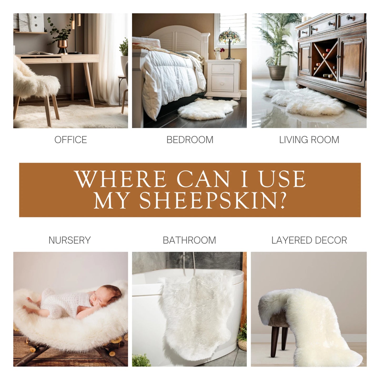 Real Sheepskin Rug Natural White - Size 2 x 3' Lambswool