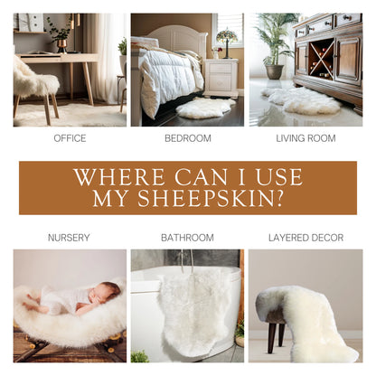 Real Sheepskin Rug Natural White - Size 2 x 3' Lambswool