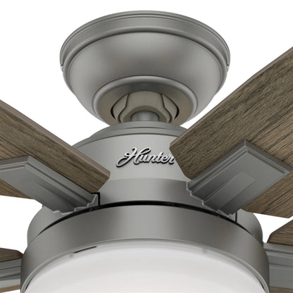 Hunter Fan 52 in Contemporary Matte Silver Ceiling Fan with Light Kit and Remote