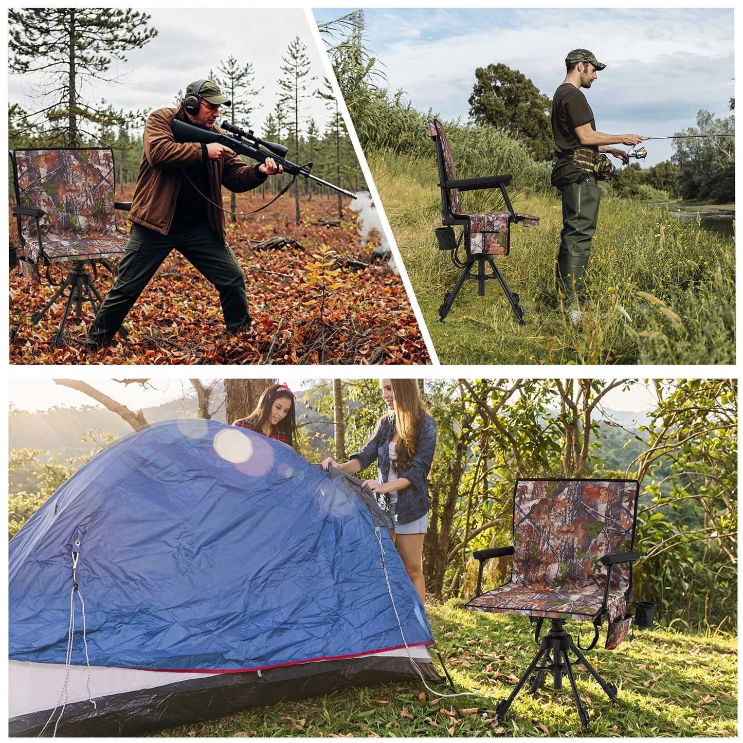 Danrelax Heated Camo Swivel Hunting Chair with Gun Rest & Detachable Cover – 330lb Weight Capacity